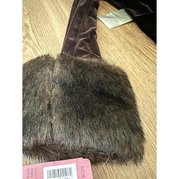 Nordstrom Floor Length Velvet Brown Fur Gown Dress Size XS, Retail $358 NWT - Picture 2 of 5